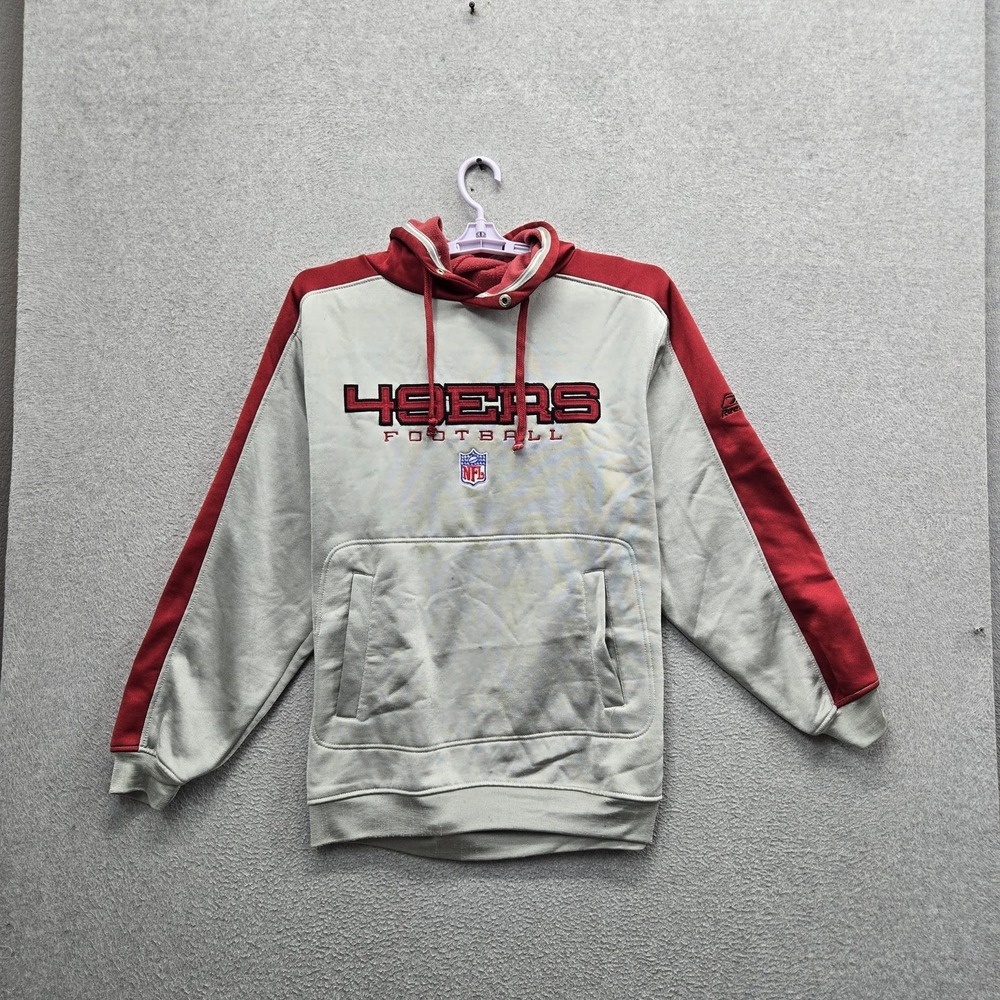 VINTAGE San Francisco 49ers Men Hoodie M Gray Embroidered Reebok Fleece
